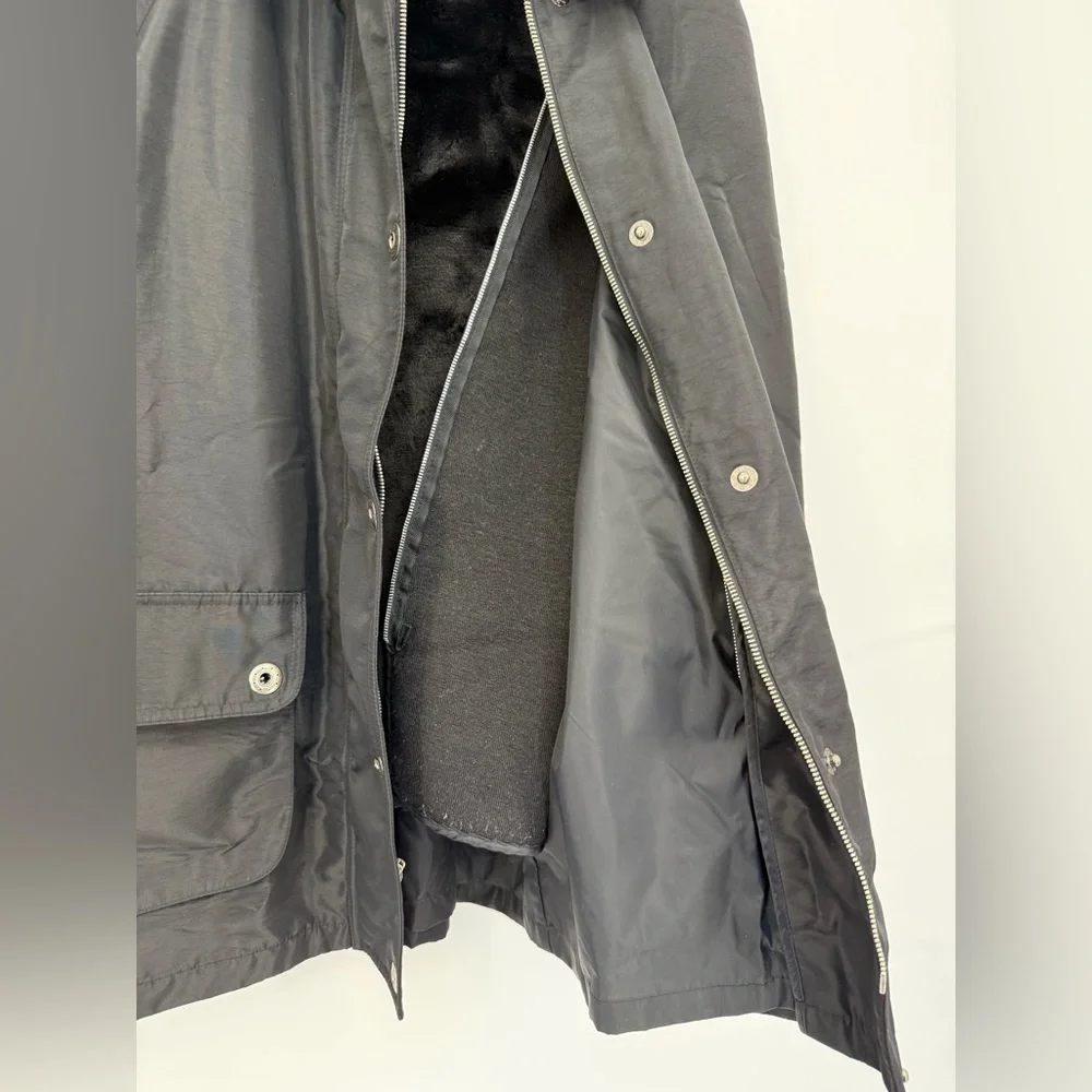 Gallery Faux Fur Black Women Jacket Size Small Removable Collar